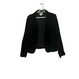 Ann Taylor Loft Women's Black Velvet Long Sleeve Button Front Blazar Size 12